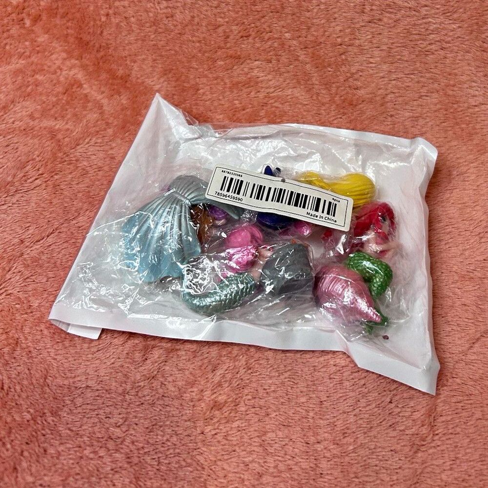 4pc Mermaid Mini Figurines, Plastic Multicolor, Bagged Assorted Kids Toys